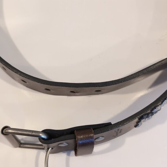 Kenneth Cole Studded Italian Leather Belt Mens Womens Unisex Wide 36/90 - Picture 10 of 16